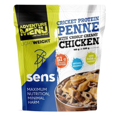 Adventure Menu | Cricket Protein Penne with ´Creole´ Creamy Chicken | Freeze-dried food