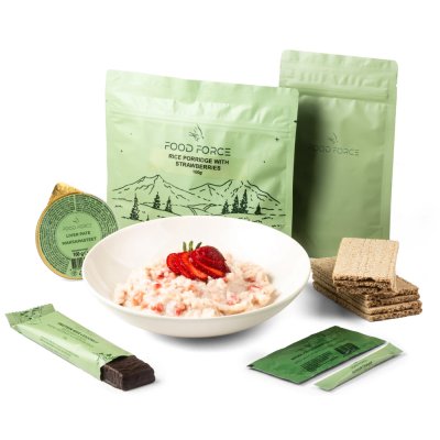 Food Force | Rice Porridge with Strawberries Breakfast Ration | Freeze-dried food | 264g
