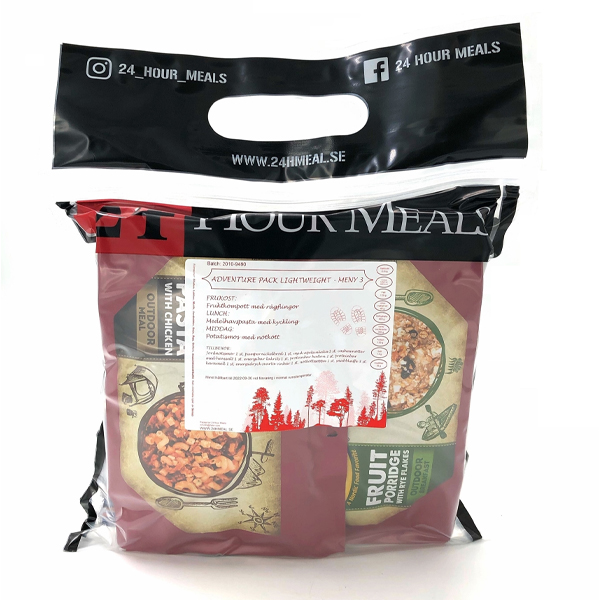 24 Hour Meals | Adventure pack Lightweight Meny 3 | Freeze-dried food | 900g