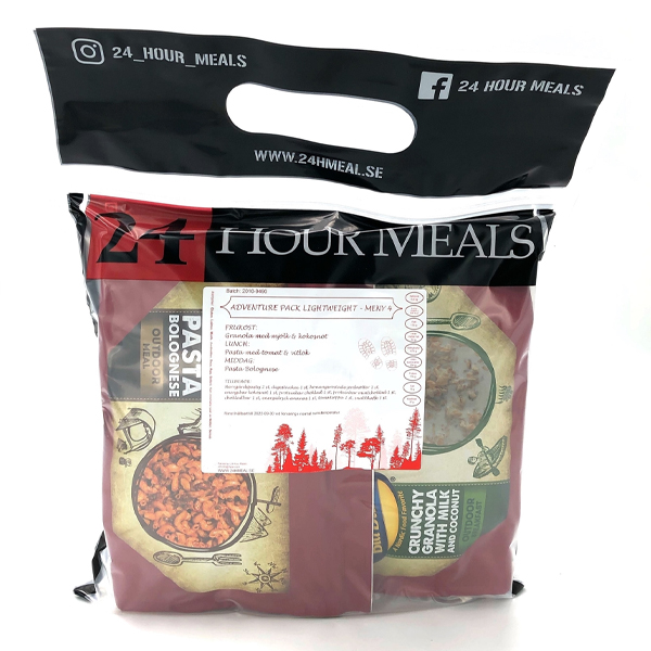 24 Hour Meals | Adventure pack Lightweight Meny 4 | Freeze-dried food | 900g