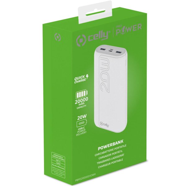 Celly Portable PowerBank 20000 mAh White