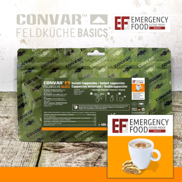 Convar Emergency Food | Basic Instant Cappuccino | Freeze-dried food | 400g