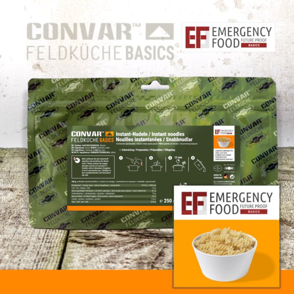 Convar Emergency Food | Basic Instant Pasta | Freeze-dried food | 250g