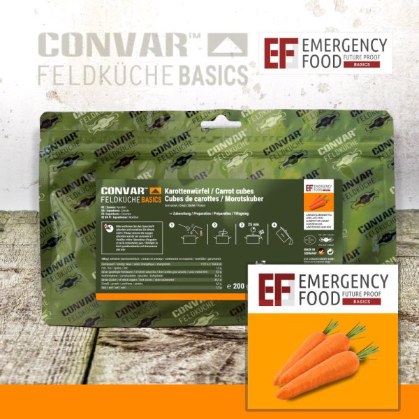 Convar Emergency Food | Carrot cubes | Freeze-dried food | 200g
