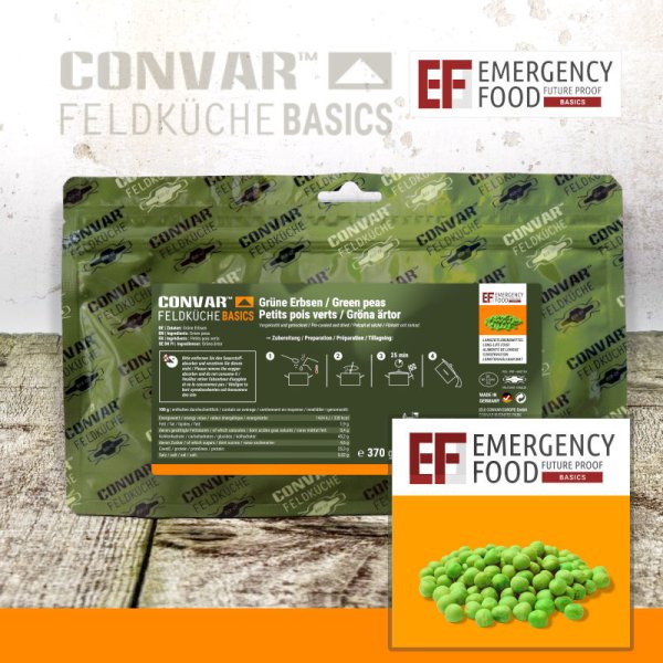 Convar Emergency Food | Green Peas | Freeze-dried food | 370g