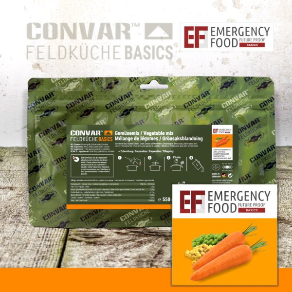 Convar Emergency Food | Emergency Vegetable mix | Freeze-dried food | 550g
