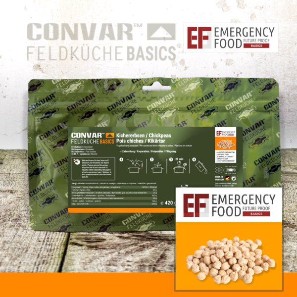 Convar Emergency Food | Emergency Chick Peas | Freeze-dried food | 420g