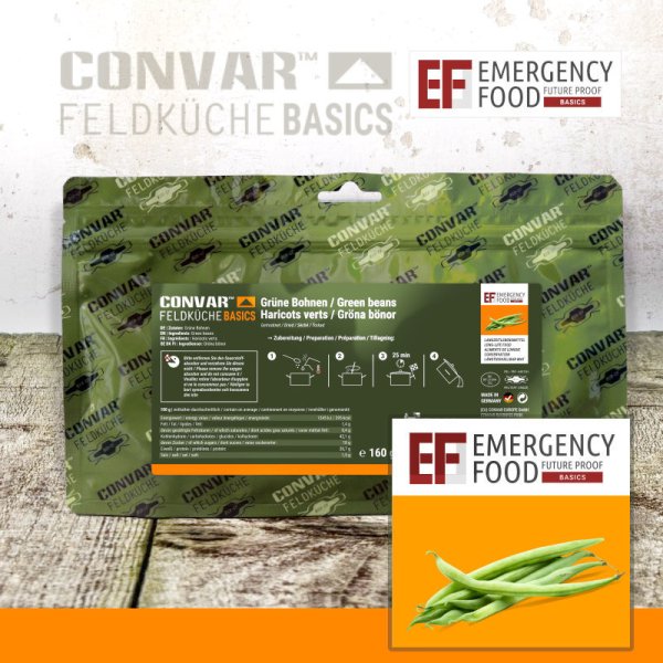 Convar Emergency Food | Emergency Green beans | Freeze-dried food | 160g