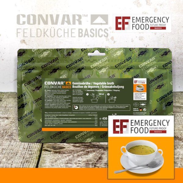 Convar Emergency Food | Basic Vegetable Broth | Freeze-dried food | 430g