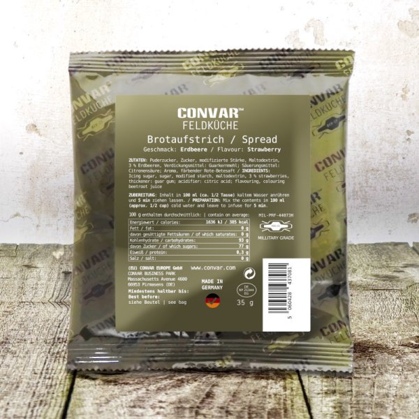 Convar Emergency Food | Strawberry Jam 35g, 10 years shelf life | 35g
