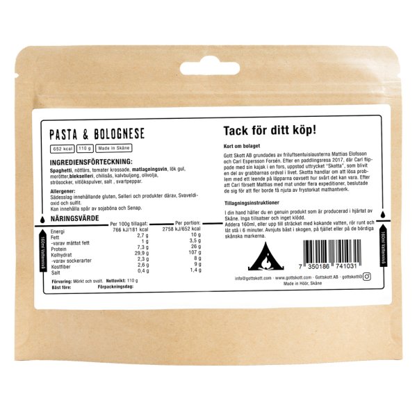 Gott Skott | Pasta Bolognese | Outdoor Food | 110g